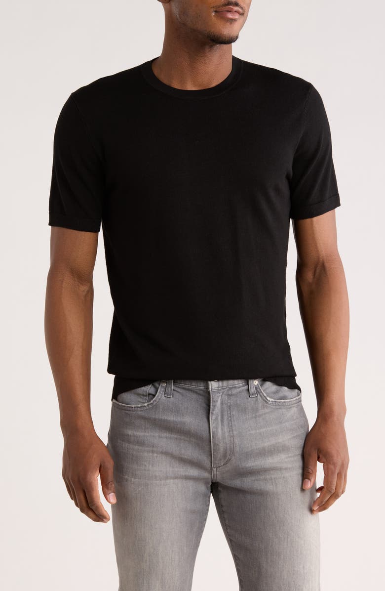 DENIM AND FLOWER Cotton Sweater T-Shirt, Main, color, Black