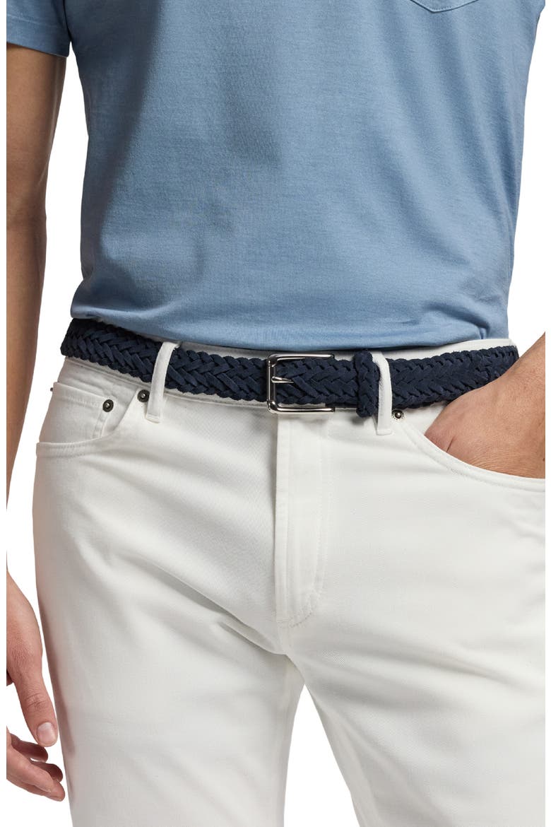 Braided Suede Belt, Alternate, color, RACING NAVY