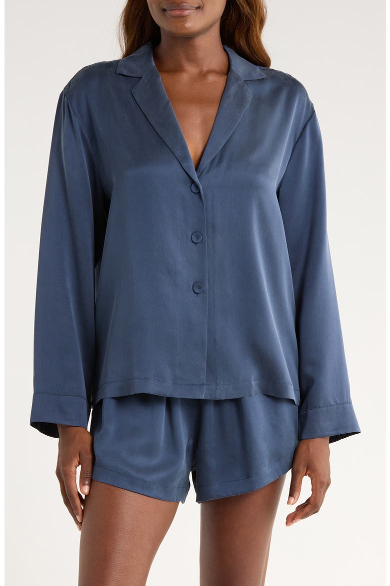 Washable Silk Short Pajamas, Main, color, DEEP BLUE