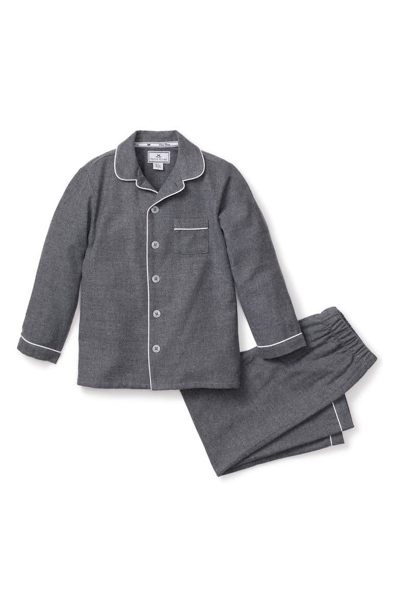 Petite Plume Kids' Gray Flannel Two-Piece Pajamas, Main, color, Grey