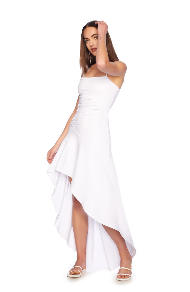 Susana Monaco String Ruched High-Low Midi Dress, Alternate, color, 