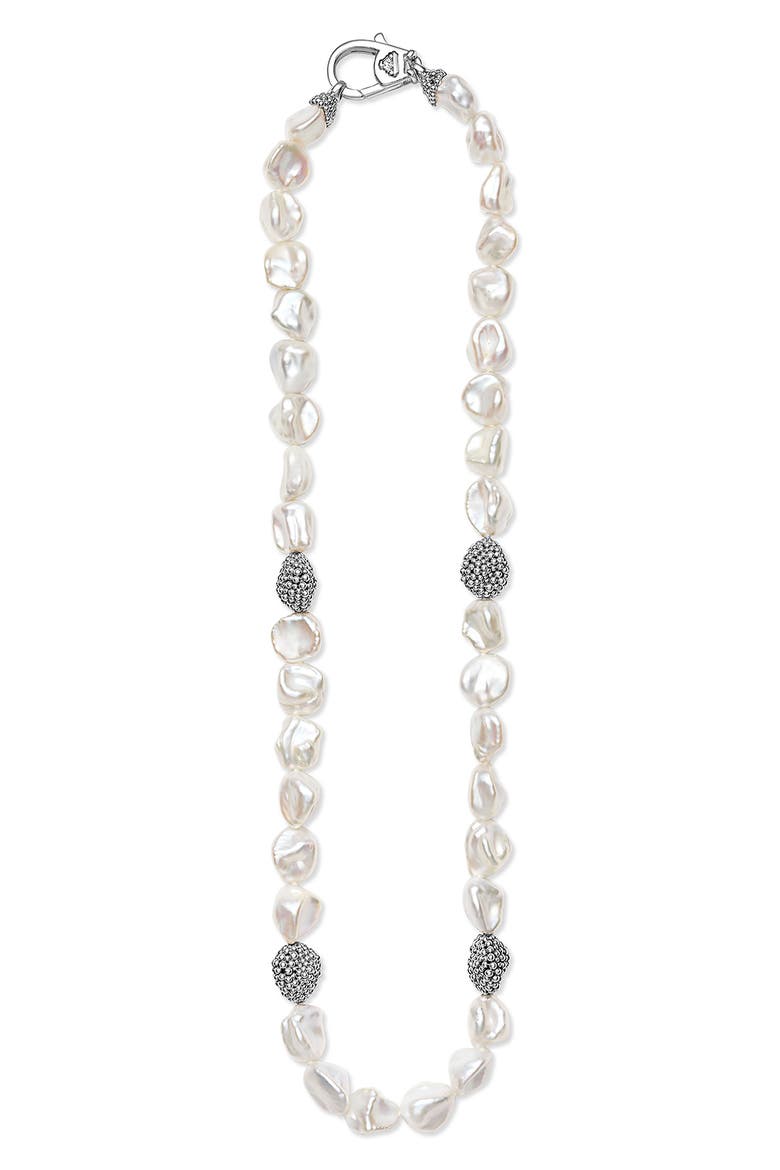Luna Keshi Pearl Nugget Necklace, Main, color, SILVER