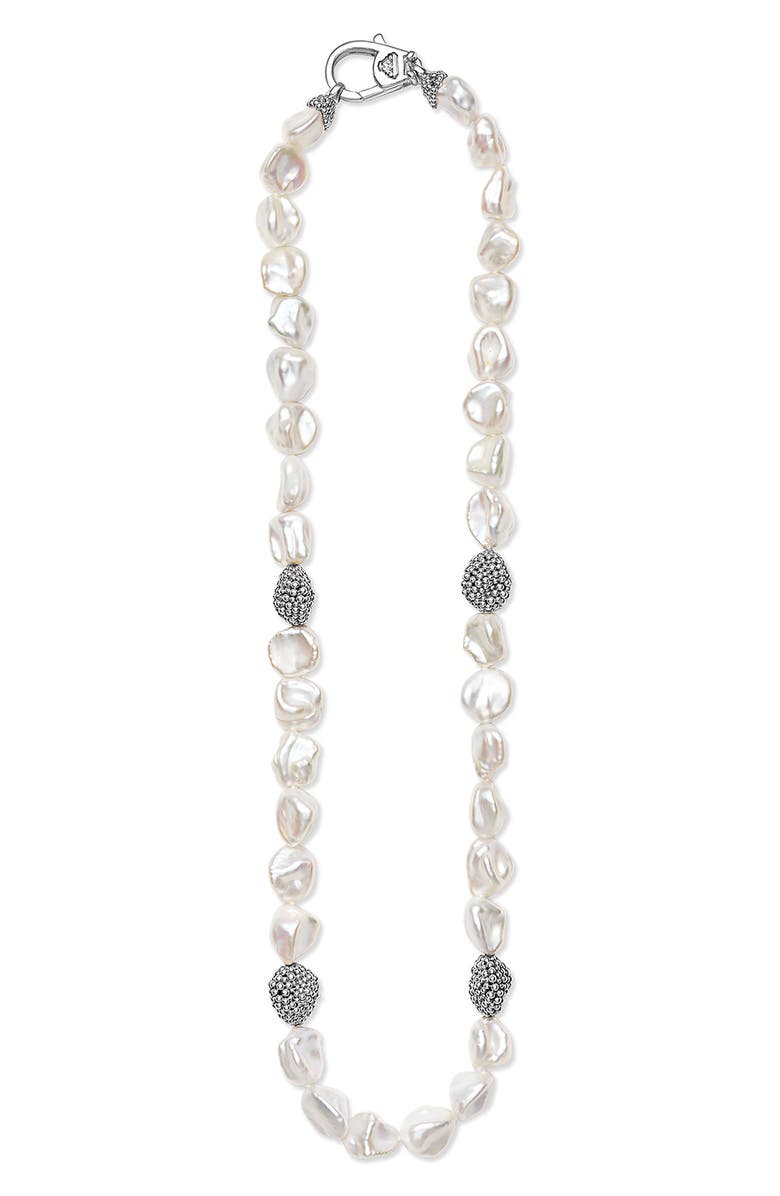 LAGOS Luna Keshi Pearl Nugget Necklace, Main, color, Silver