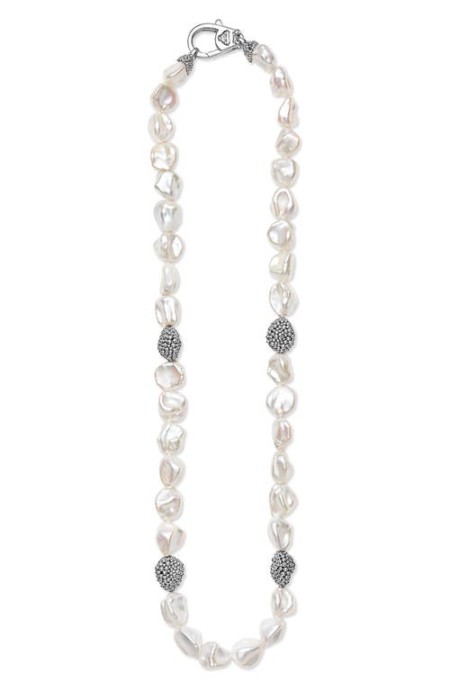 Lagos Sterling Silver Luna Keshi Pearl & Caviar Bead Collar Necklace, 18 In Silver