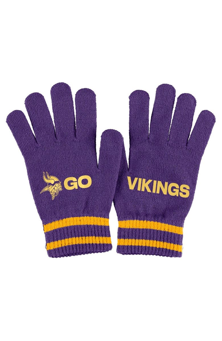 WEAR by Erin Andrews Women's WEAR by Erin Andrews  Purple Minnesota Vikings Double Jacquard Cuffed Knit Hat with Pom and Gloves Set, Alternate, color, 