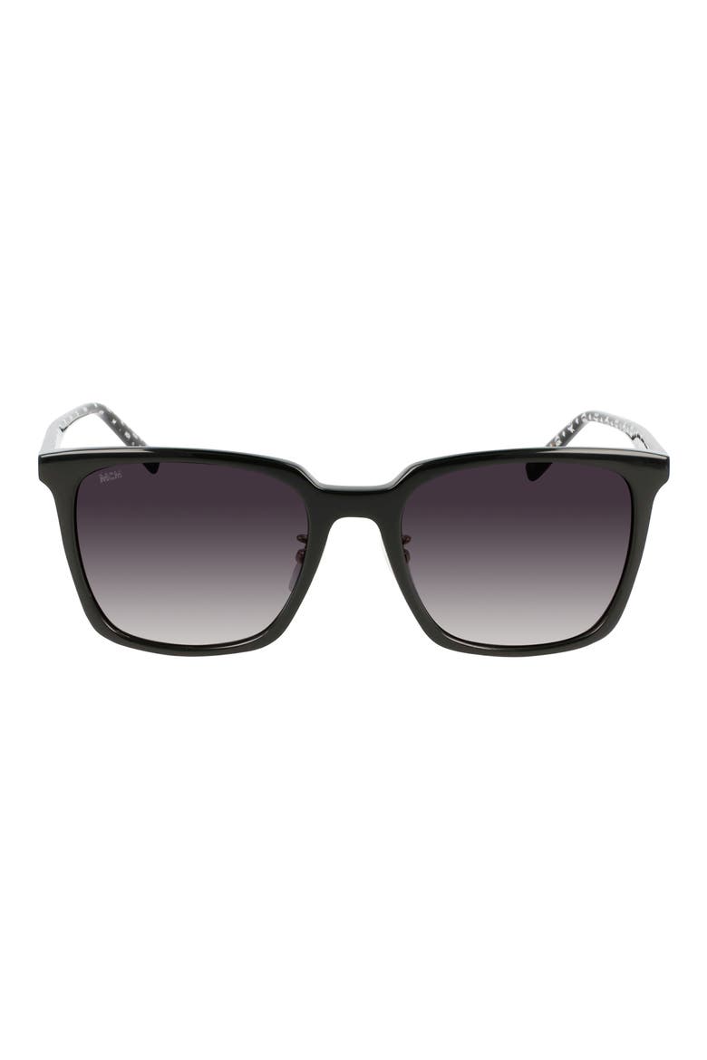 56mm Rectangular Sunglasses, Main, color, BLACK