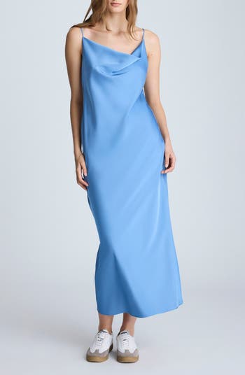 blue cowl neck slip dress Kenneth Cole Slipdress A line dress | 21+ tie back strap Dress style:DRESS WITH BOLERO