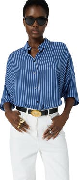 GERARD DAREL Crissy Draped Three-Quarter Sleeve Shirt