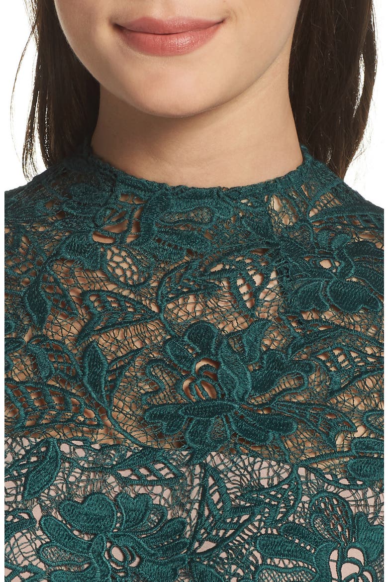Lace Midi Dress, Alternate, color, GREEN PARK