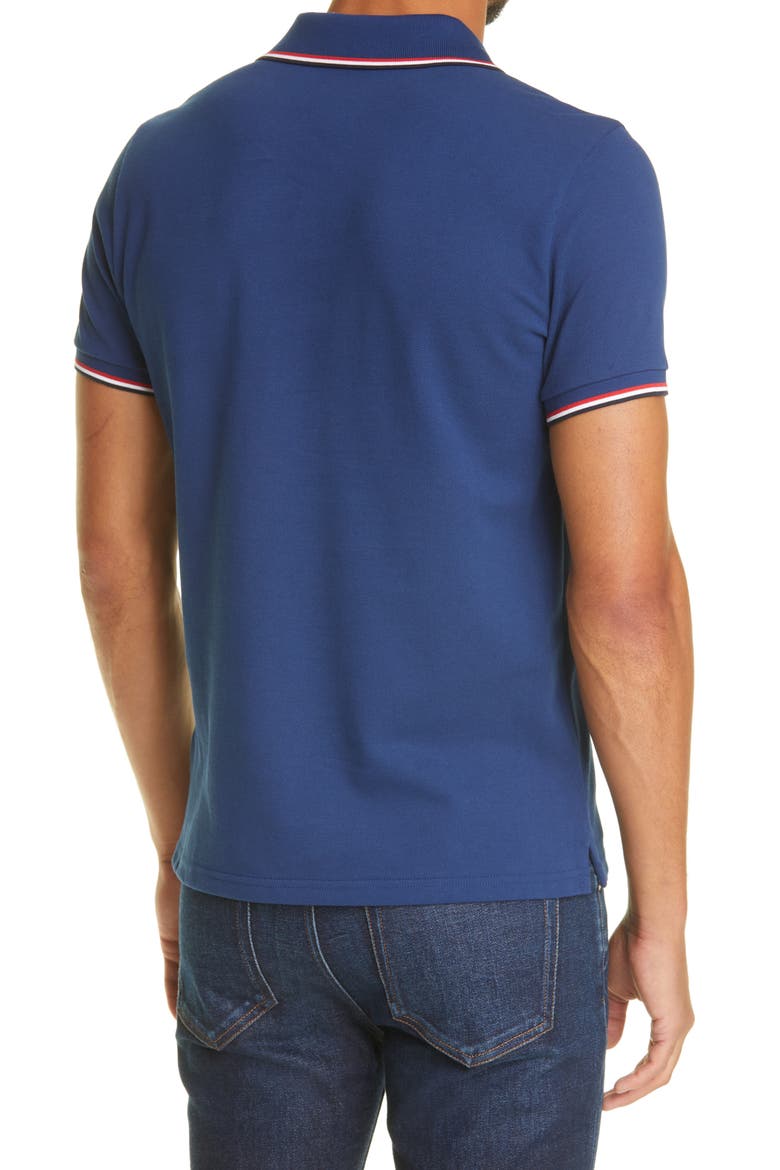 Logo Patch Tipped Cotton Piqué Polo, Alternate, color, BLUE