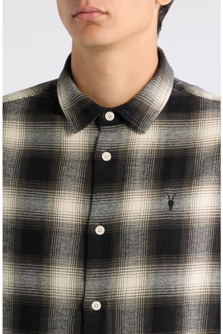 Baseline Shadow Check Cotton Button-Up Shirt, Alternate, color, WILD GREEN