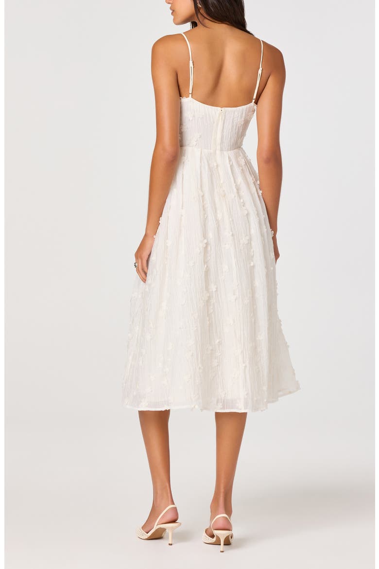 Avani Floral Appliqué Fit & Flare Midi Dress, Alternate, color, CREAM