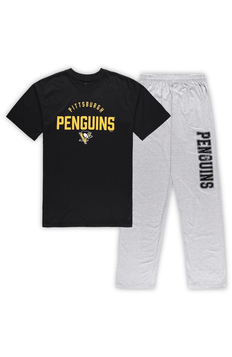 PROFILE Men's Pittsburgh Penguins Black/Heather Gray Big & Tall T-Shirt & Pants Lounge Set, Main, color, Black