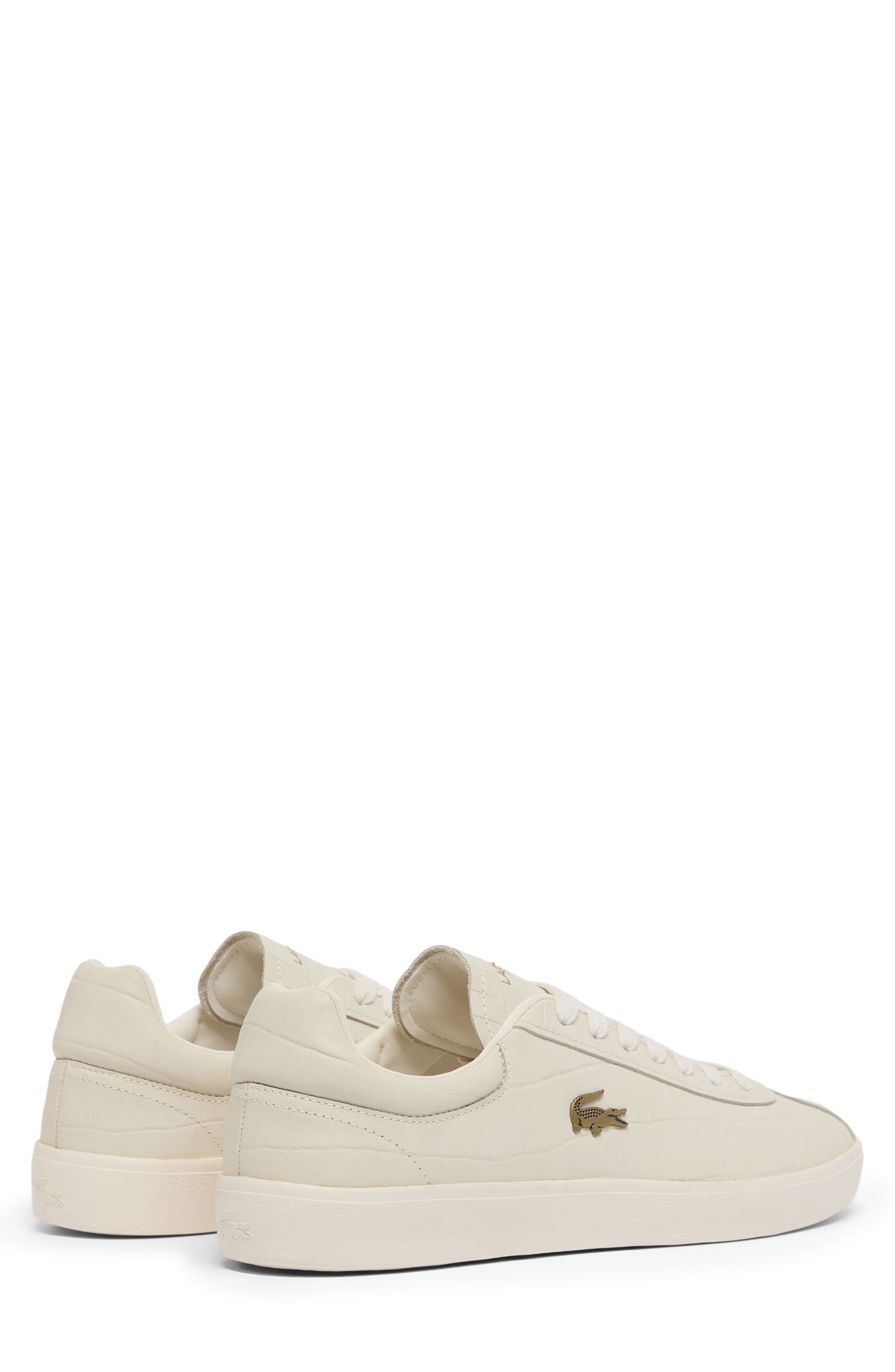 Lacoste Baseshot Croc Debossed Low Top Sneaker, Alternate, color, Off White/ Off White