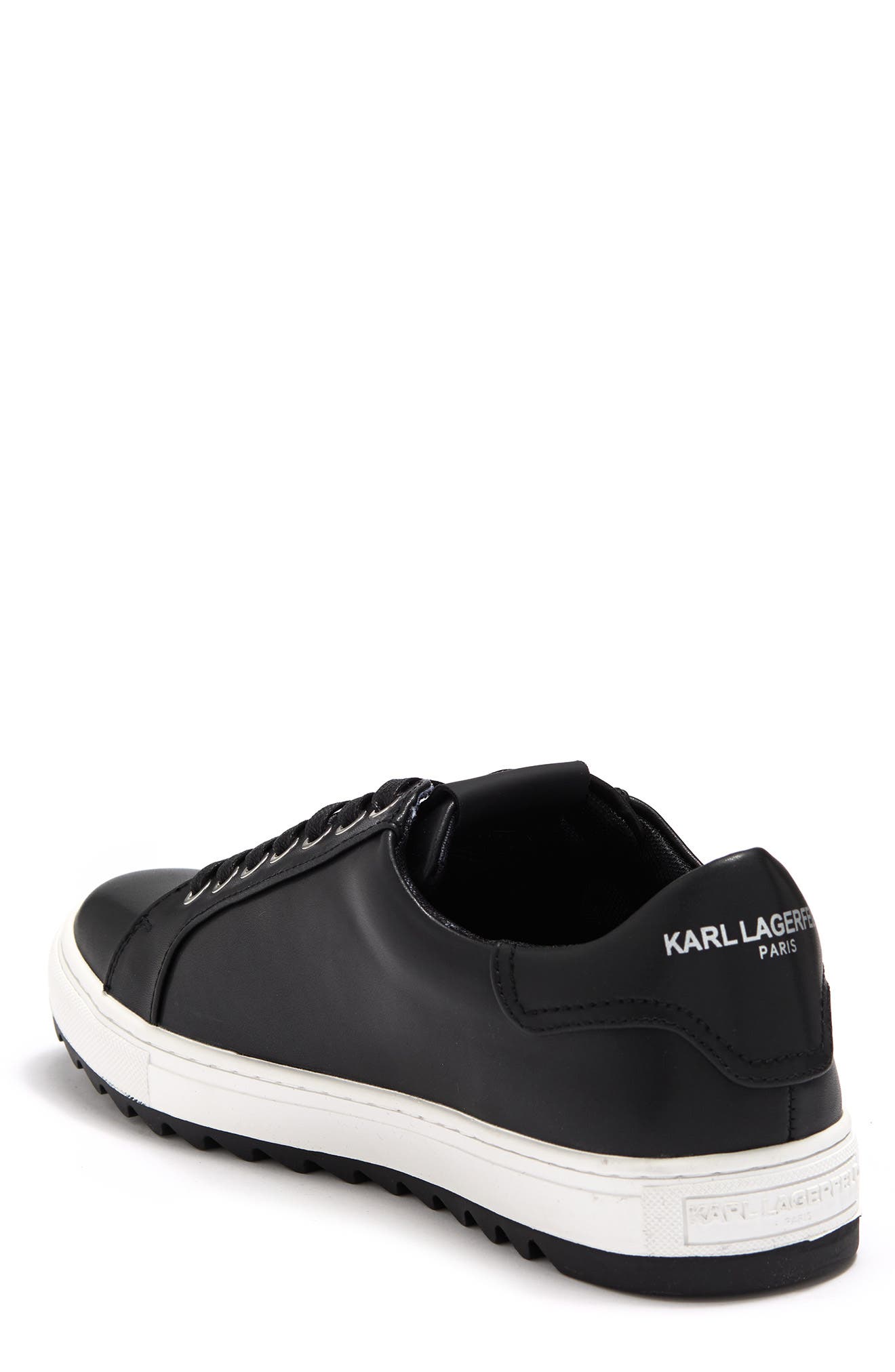 KARL LAGERFELD PARIS Leather Low Top Sneaker, Alternate, color, Black