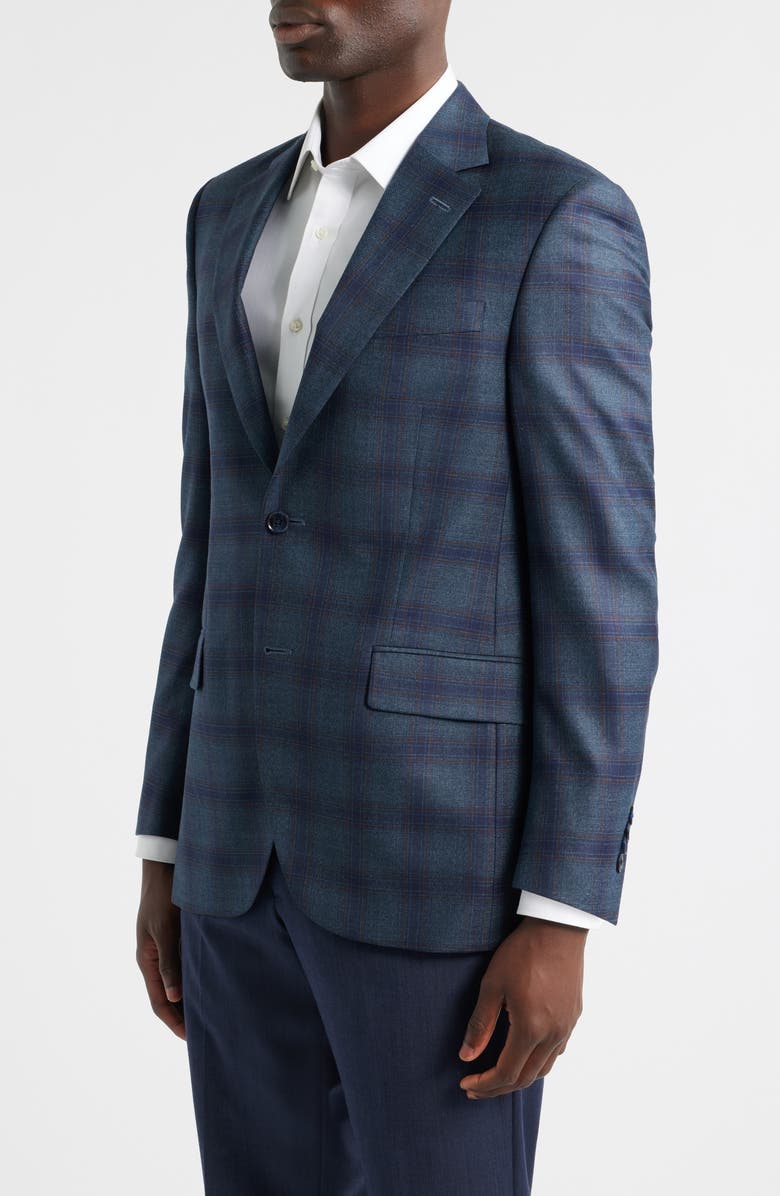 Peter Millar Flynn Classic Fit Windowpane Check Wool Sport Coat, Alternate, color, Green