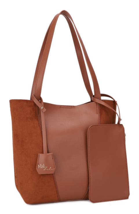 North South Faux Leather Tote