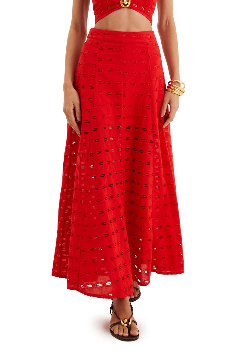 ViX Paula Hermanny Bea Eyelet Cover-Up Maxi Skirt, Main, color, 