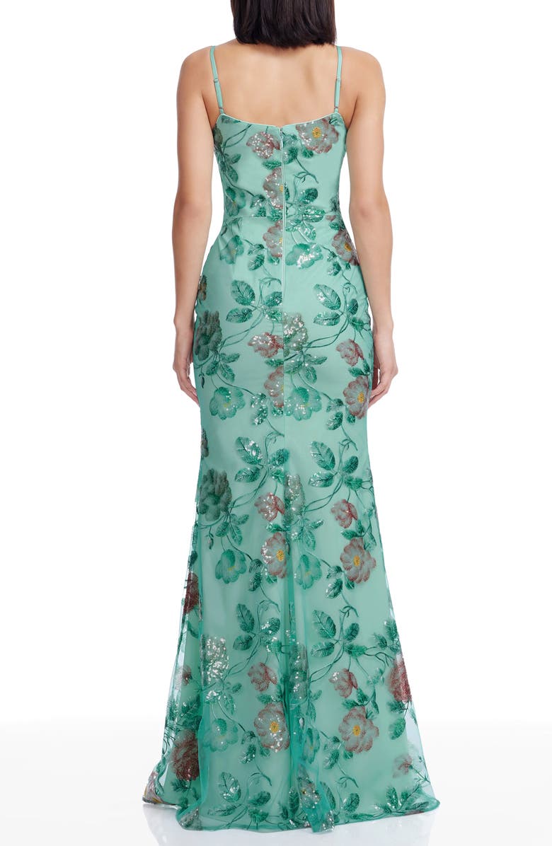 Dress the Population Giovanna Sequin Floral Mermaid Gown, Alternate, color, Sage Multi