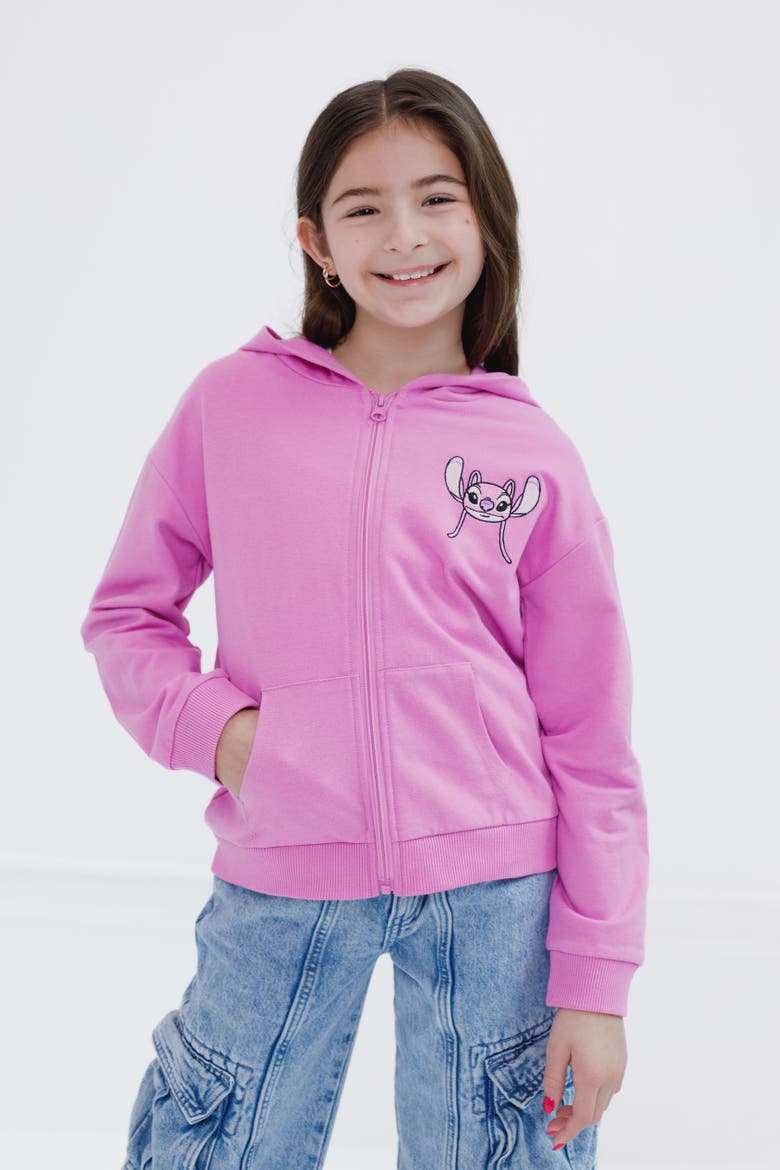 Lilo & Stitch Fleece Zip-Up Hoodie, Alternate, color, Angel Pink