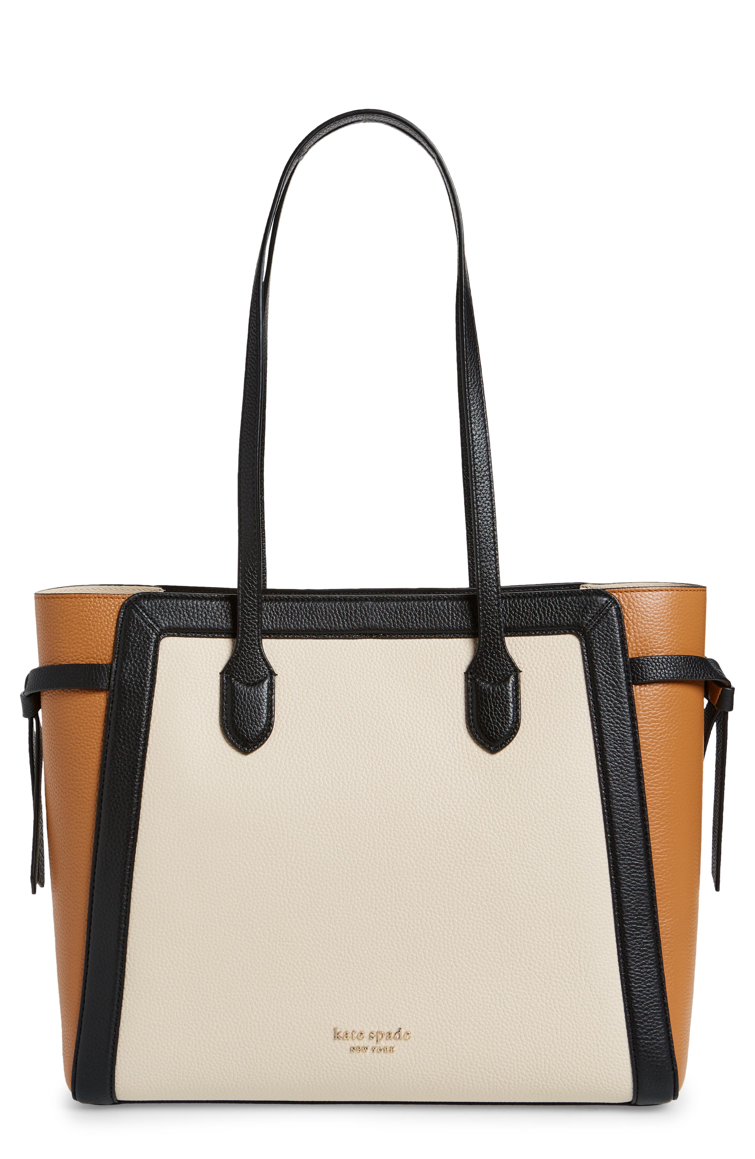 knott colorblocked pebble leather tote, Main, color, MILK GLASS MULTI