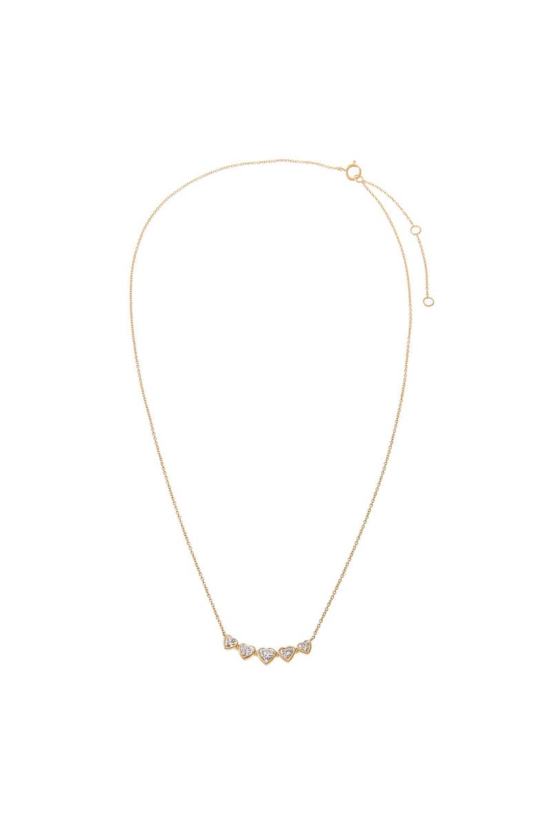 BY ADINA EDEN Lab Grown Diamond Heart Bezel Curved Bar Necklace 14K, Main, color, 