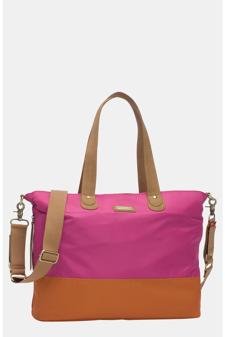Colorblock Diaper Bag, Main, color, FUCHSIA/ ORANGE