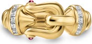 David Yurman Mercer 18k Gold Ruby & Diamond Buckle Ring
