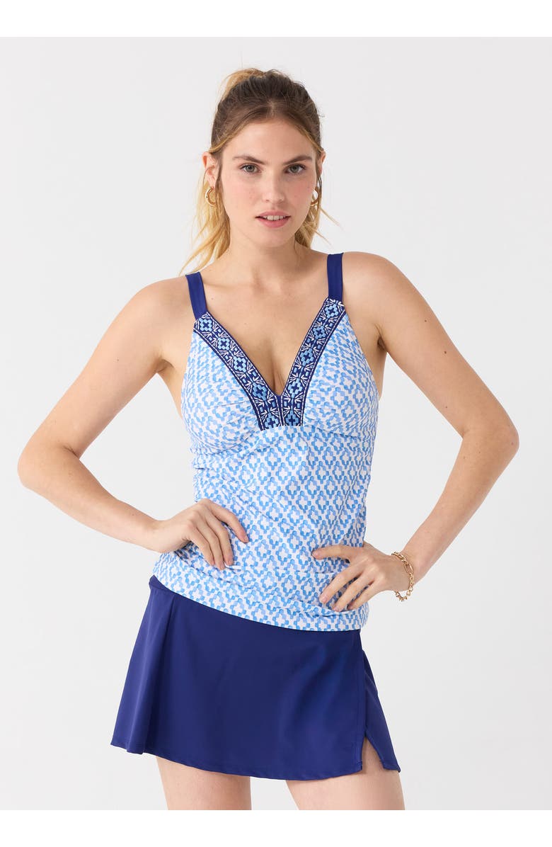 Cabana Life Embroidered Tankini Top, Main, color, Seaside