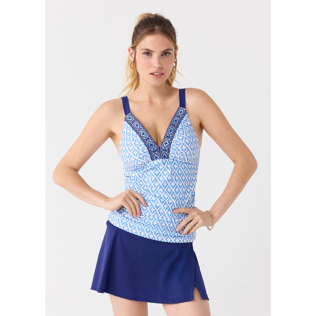 CABANA LIFE CABANA LIFE EMBROIDERED TANKINI TOP