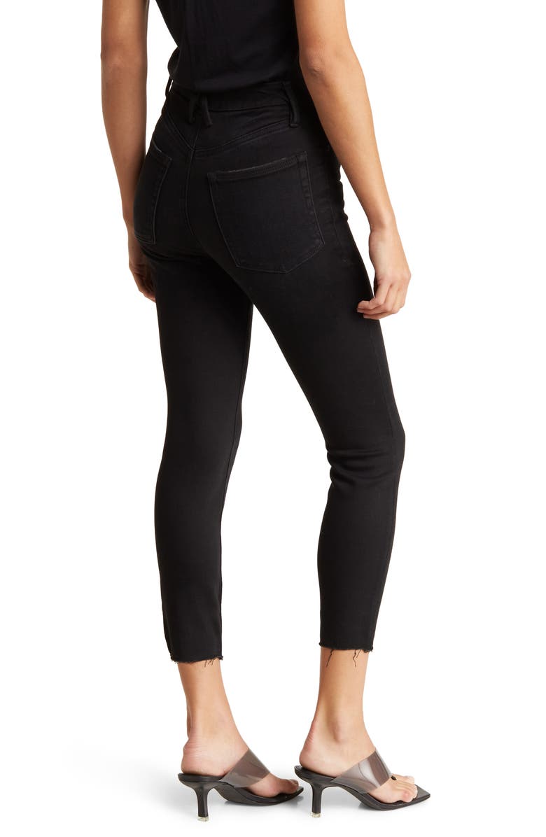 Good American Good Waist Crop Deep V-Yoke Jeans, Alternate, color,