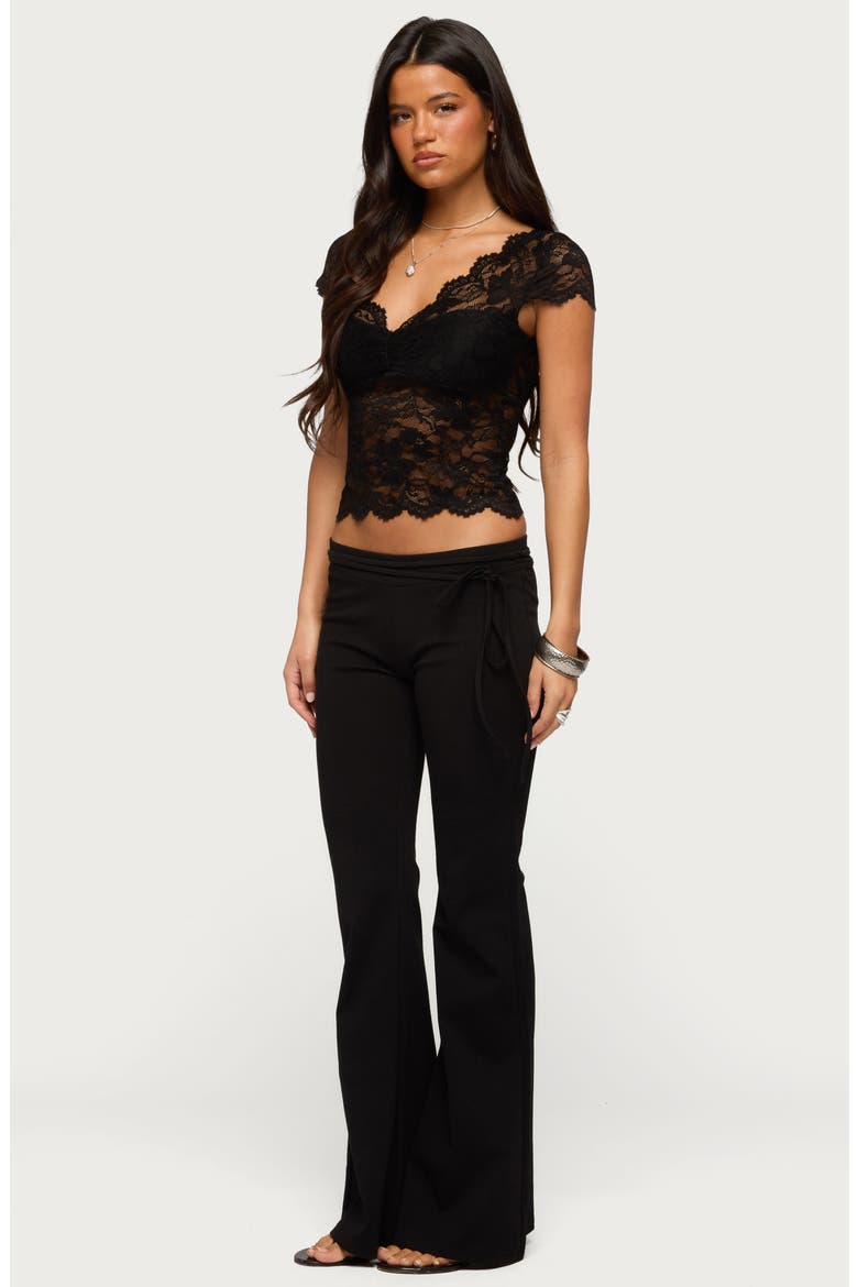 Junipar Tie Waist Flare Pants, Alternate, color, BLACK