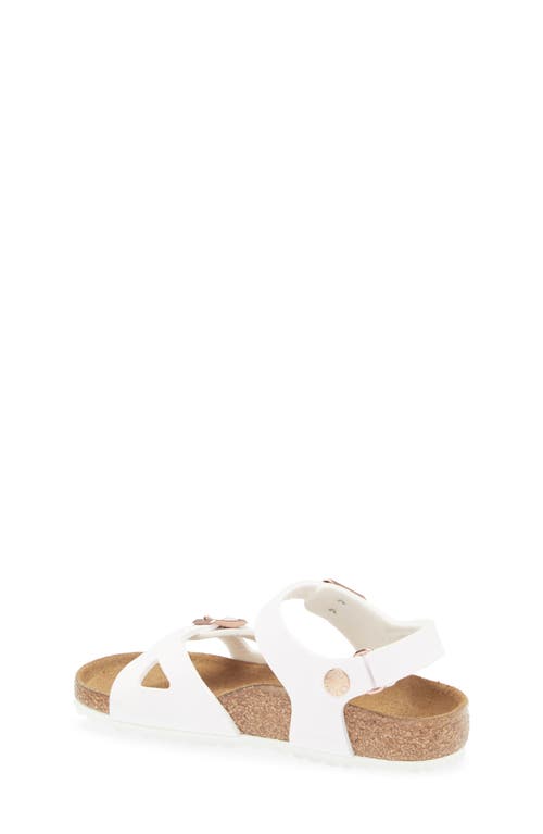 Birkenstock Rio White Flat Sandals With Double Strap In Faux Leather Girl In White
