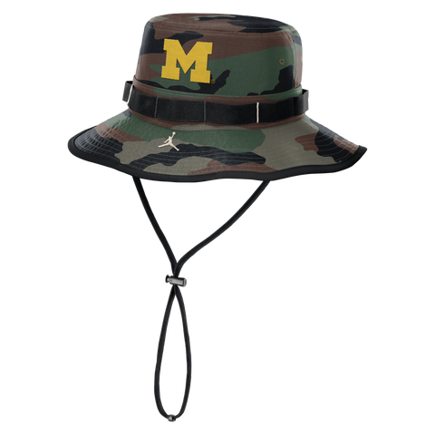 Men's Jordan Brand Camo Michigan Wolverines 2025 Military Appreciation Boonie Dri-FIT Bucket Hat