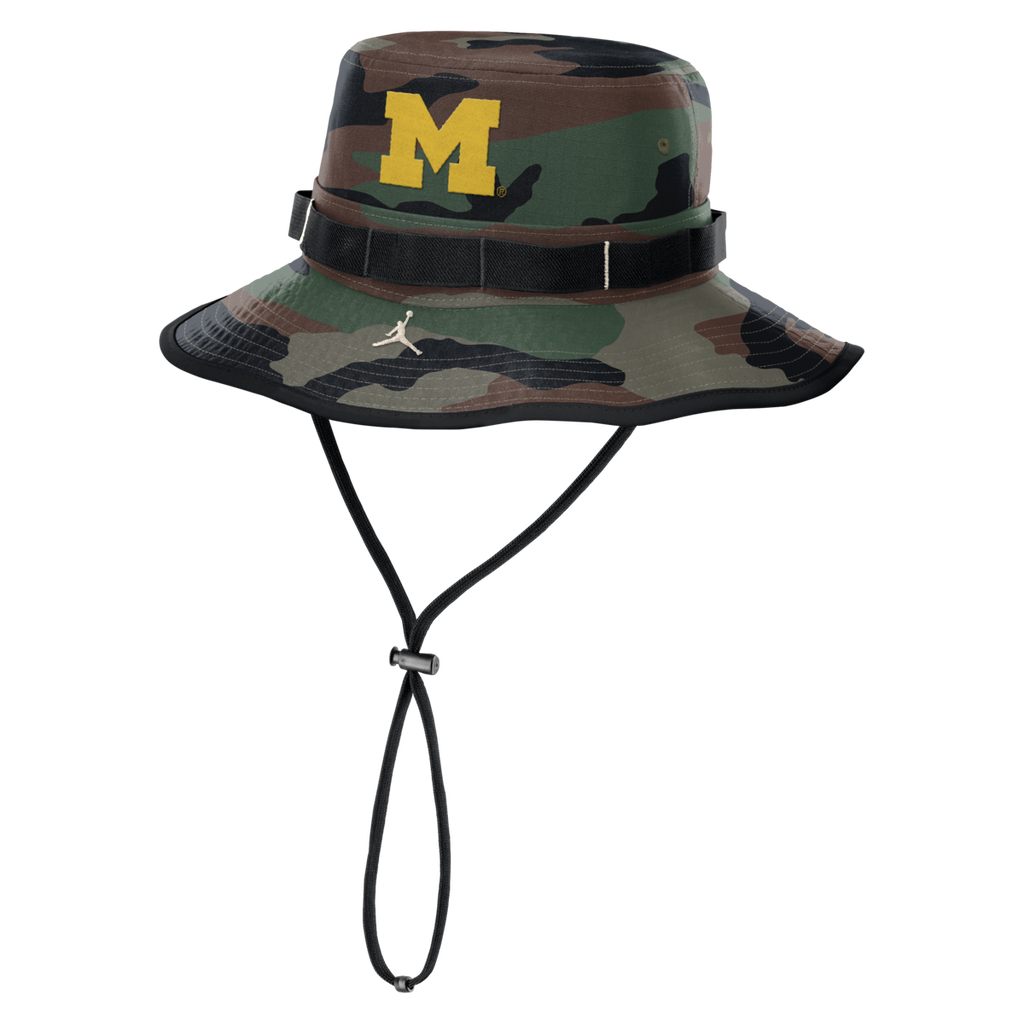 Jordan Brand Camo Michigan Wolverines 2025 Military Appreciation Boonie Dri-fit Bucket Hat