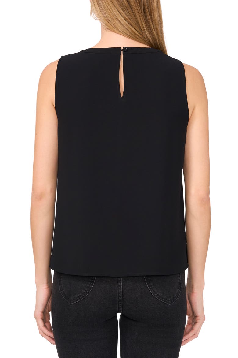 Scalloped Pintuck Pleat Sleeveless Crepe Top, Alternate, color, RICH BLACK