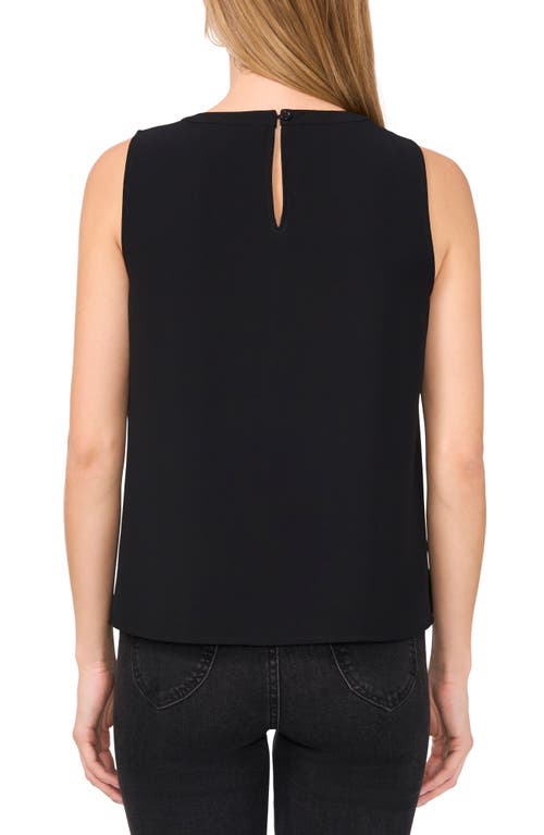 Cece Scalloped Pintuck Pleat Sleeveless Crepe Top In Black