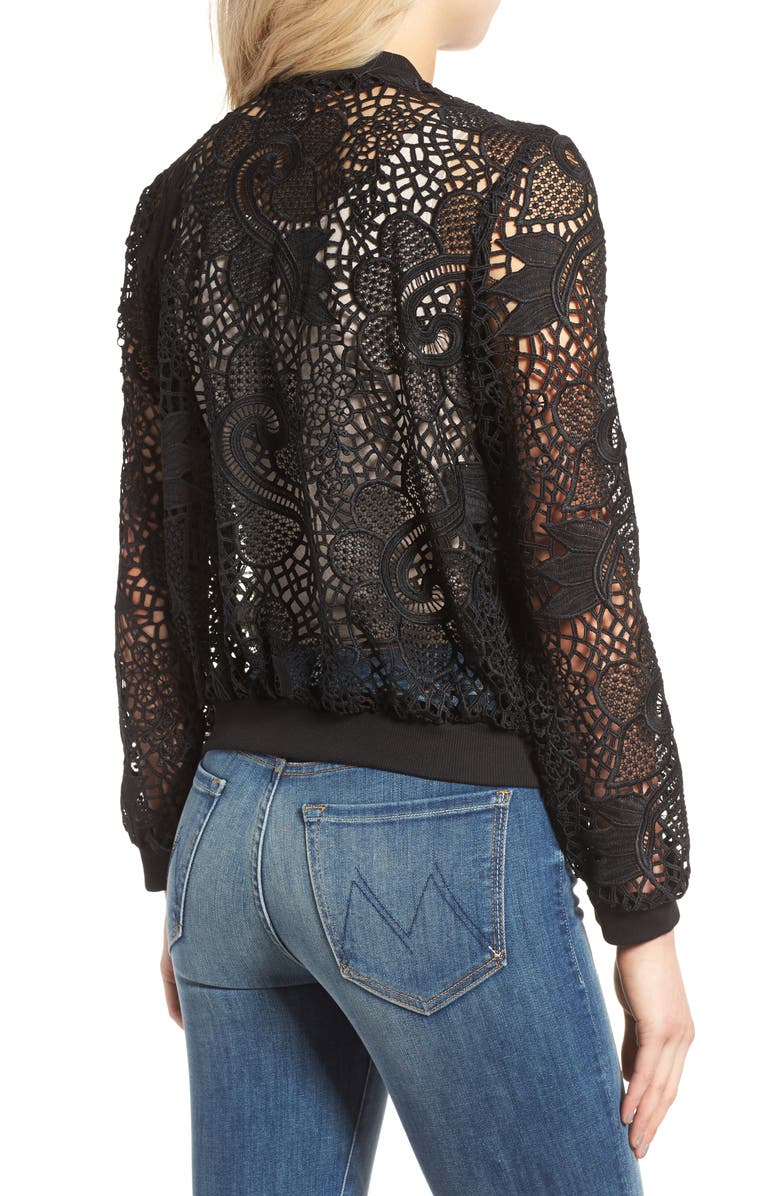 Ella Moss Pixie Sheer Lace Bomber Jacket, Alternate, color, 