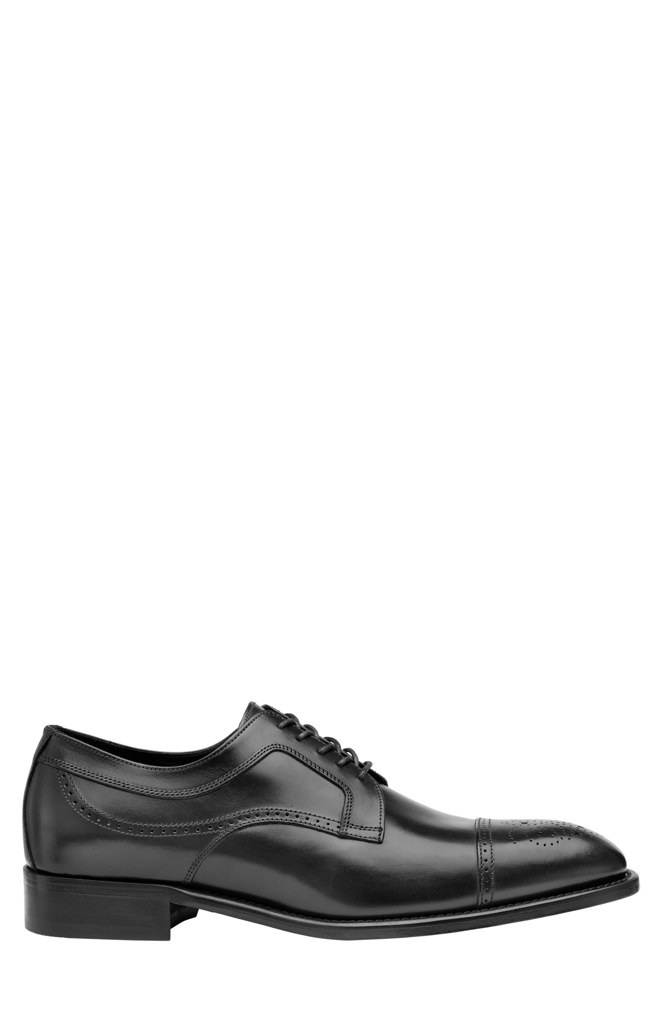 Johnston 
Murphy Ellsworth Medallion Toe Derby, Alternate, color, Black Italian Calfskin
