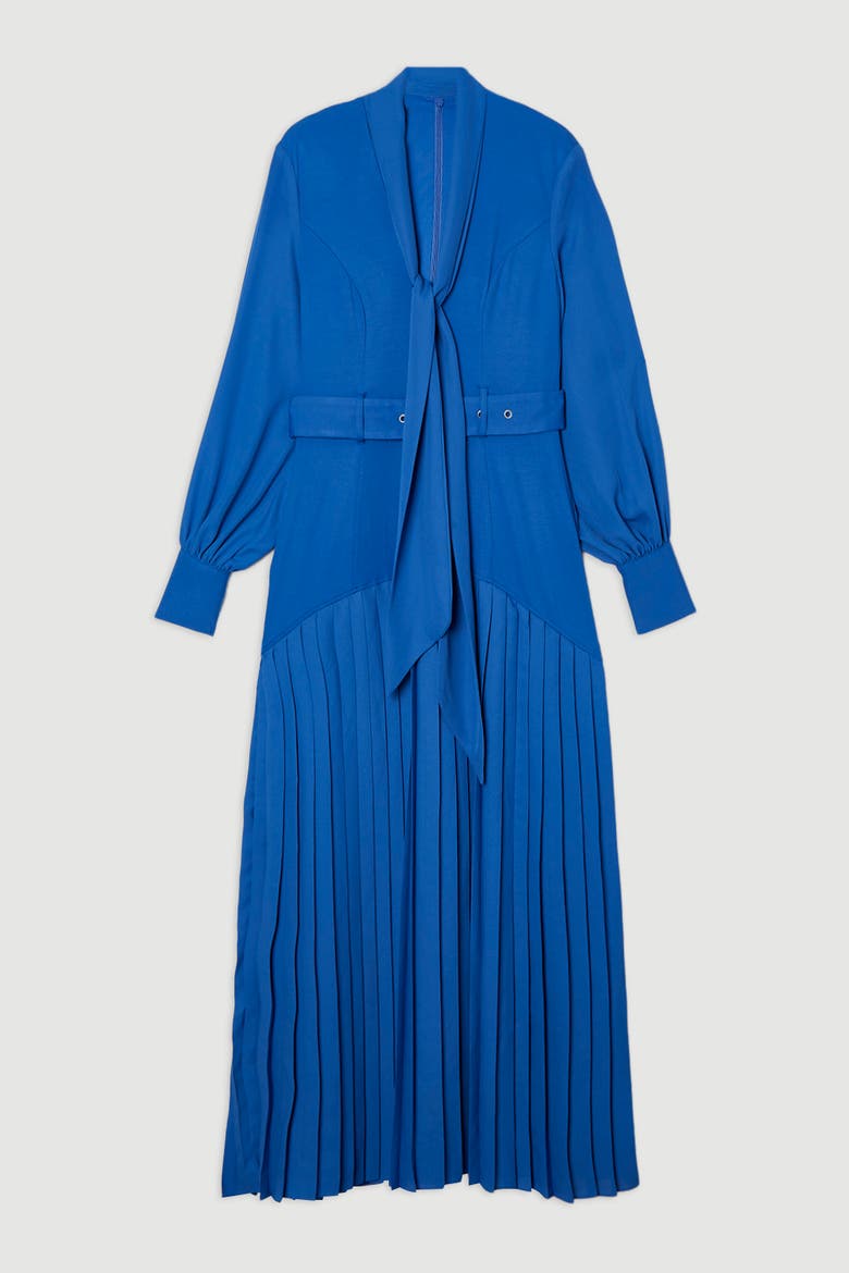 Georgette Mix Midi Dress, Alternate, color, Cobalt