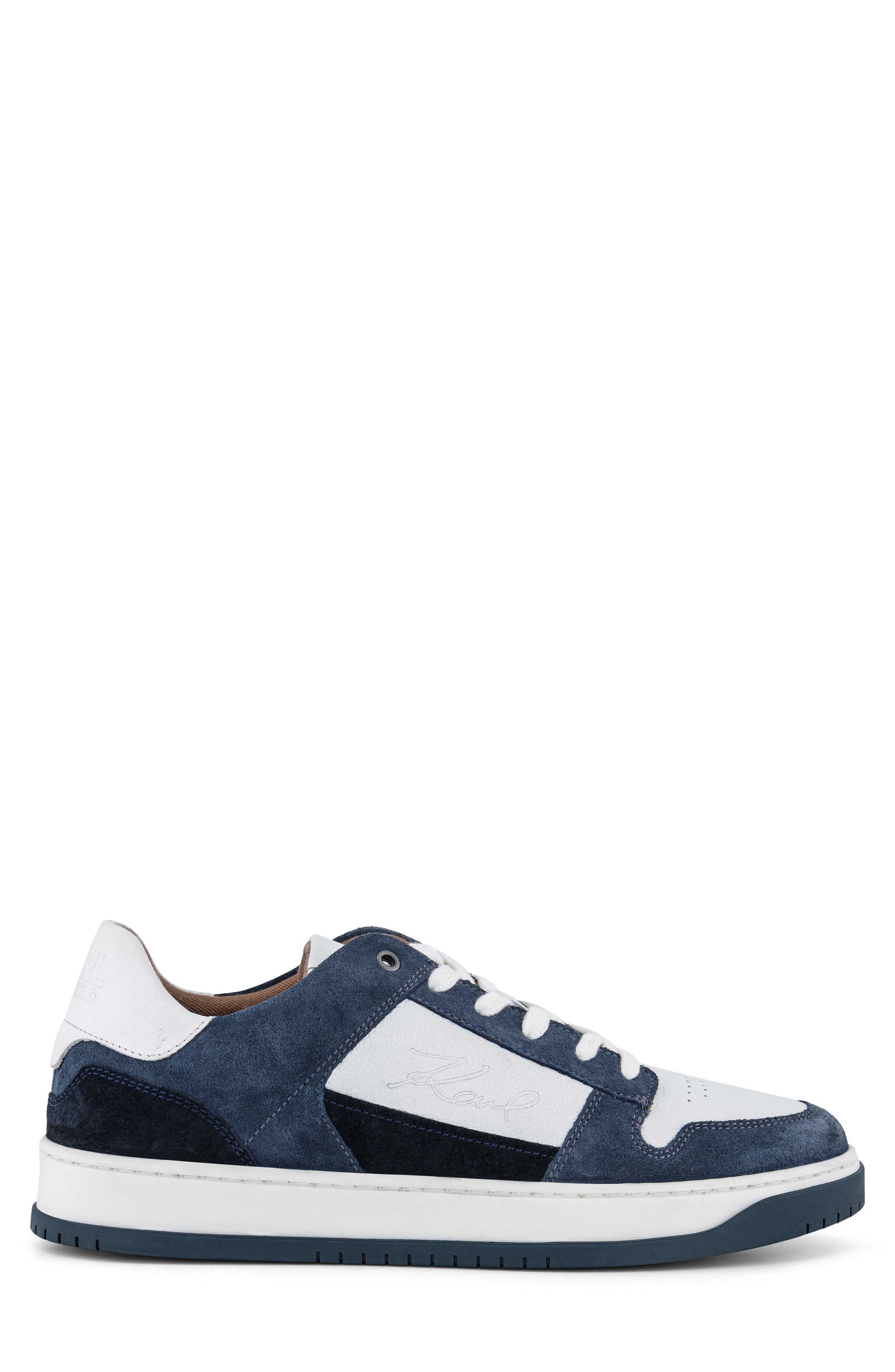 KARL LAGERFELD PARIS Roland Leather & Suede Low Top Sneaker, Alternate, color, Blue