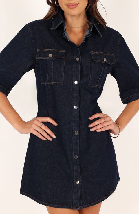 ★Massimo Dutti★ 100% cotton denim mini dress Short strappy denim dress · Dark Blue · Caps And Hats