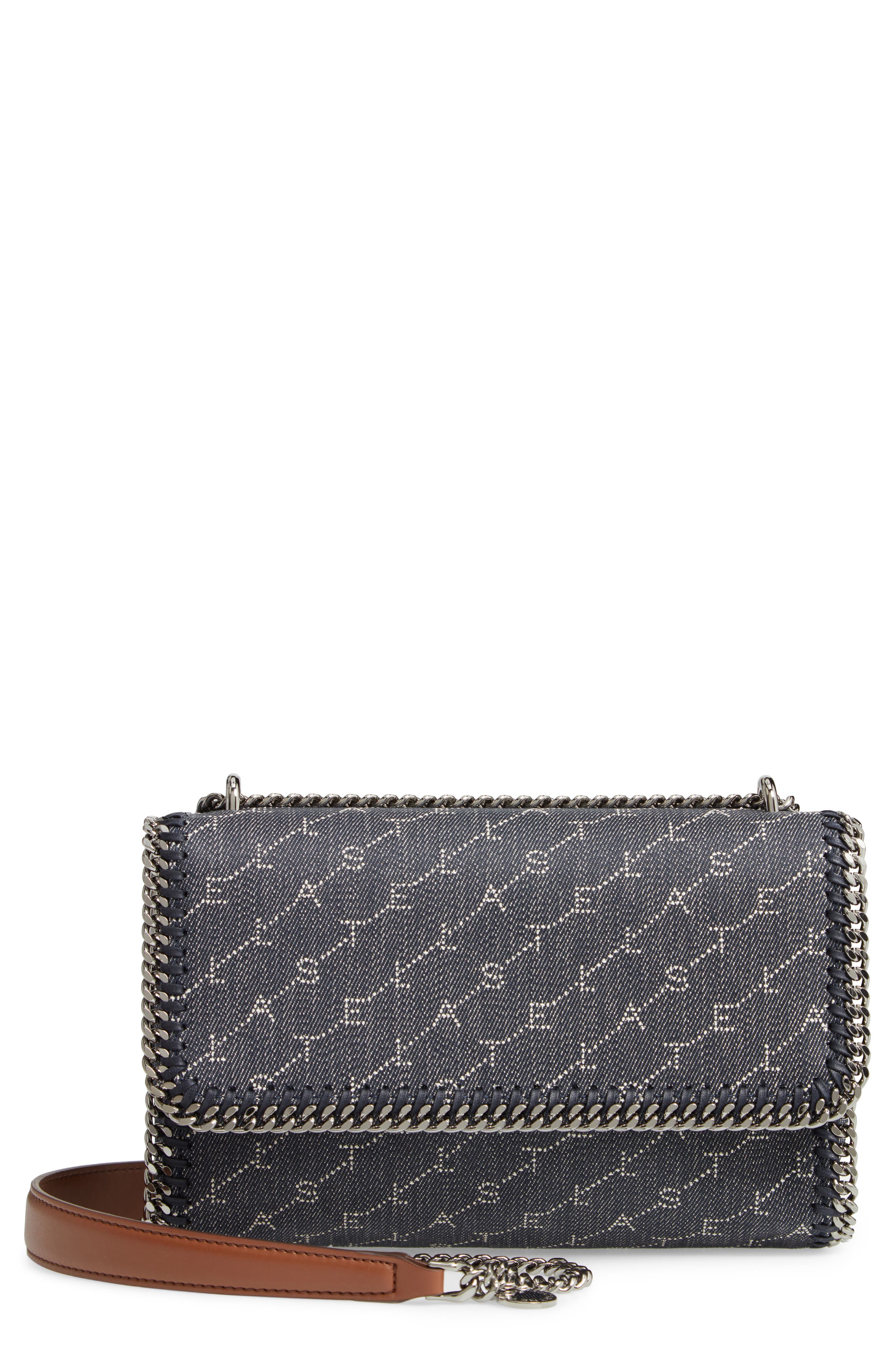 Stella McCartney Falabella Logo Denim Shoulder Bag, Main, color, 