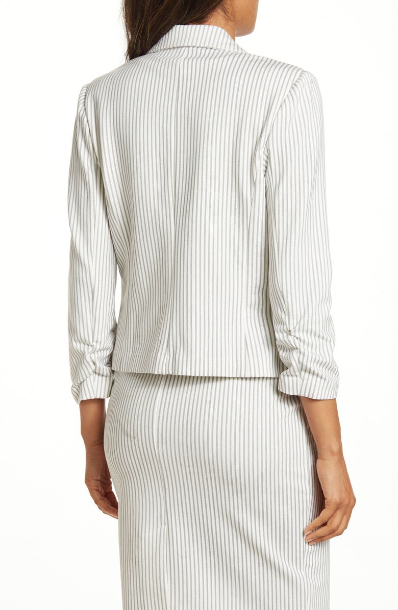 Amanda & Chelsea Amanda and Chelsea 3/4 Ruched Blazer, Alternate, color, Grey/White