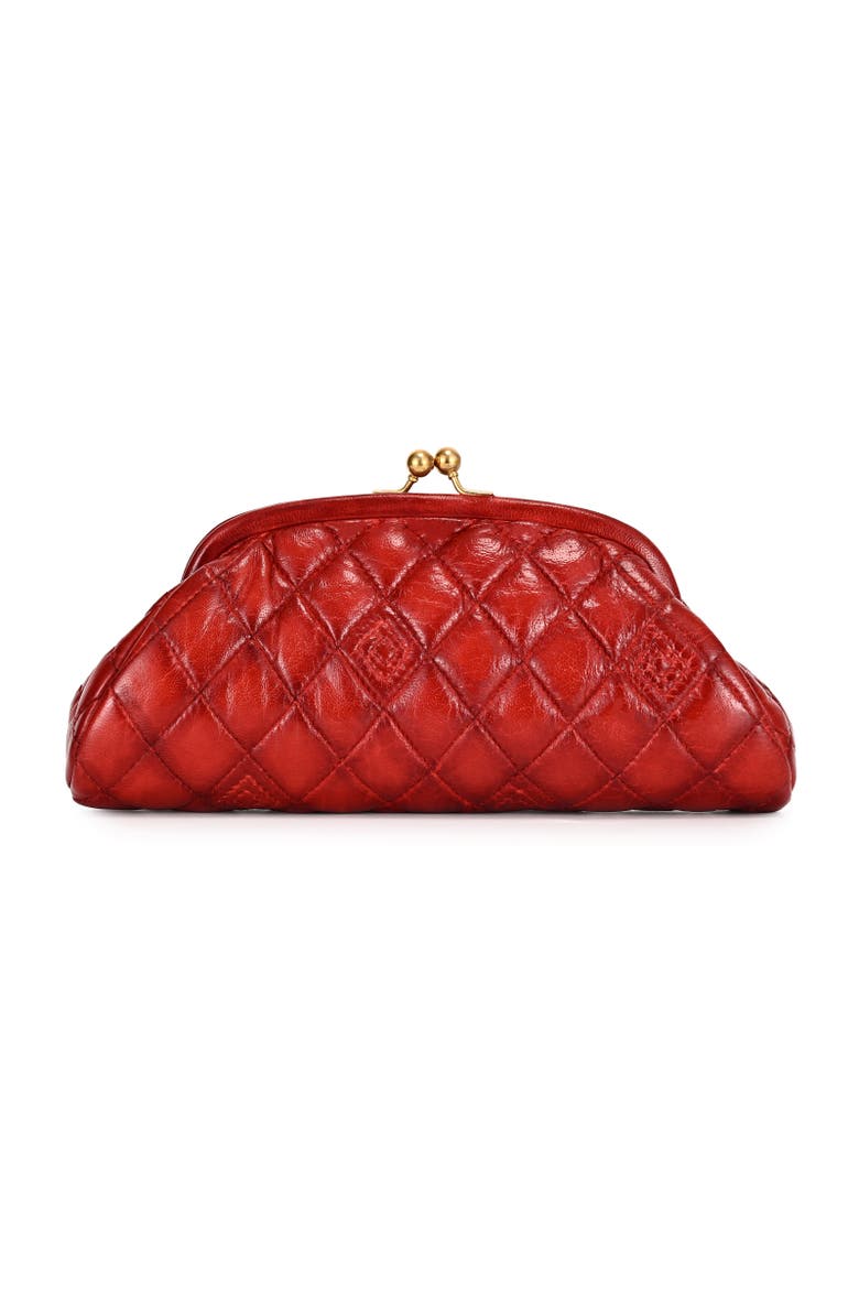 Petunia Quilted Leather Beauty Pouch, Alternate, color, Red