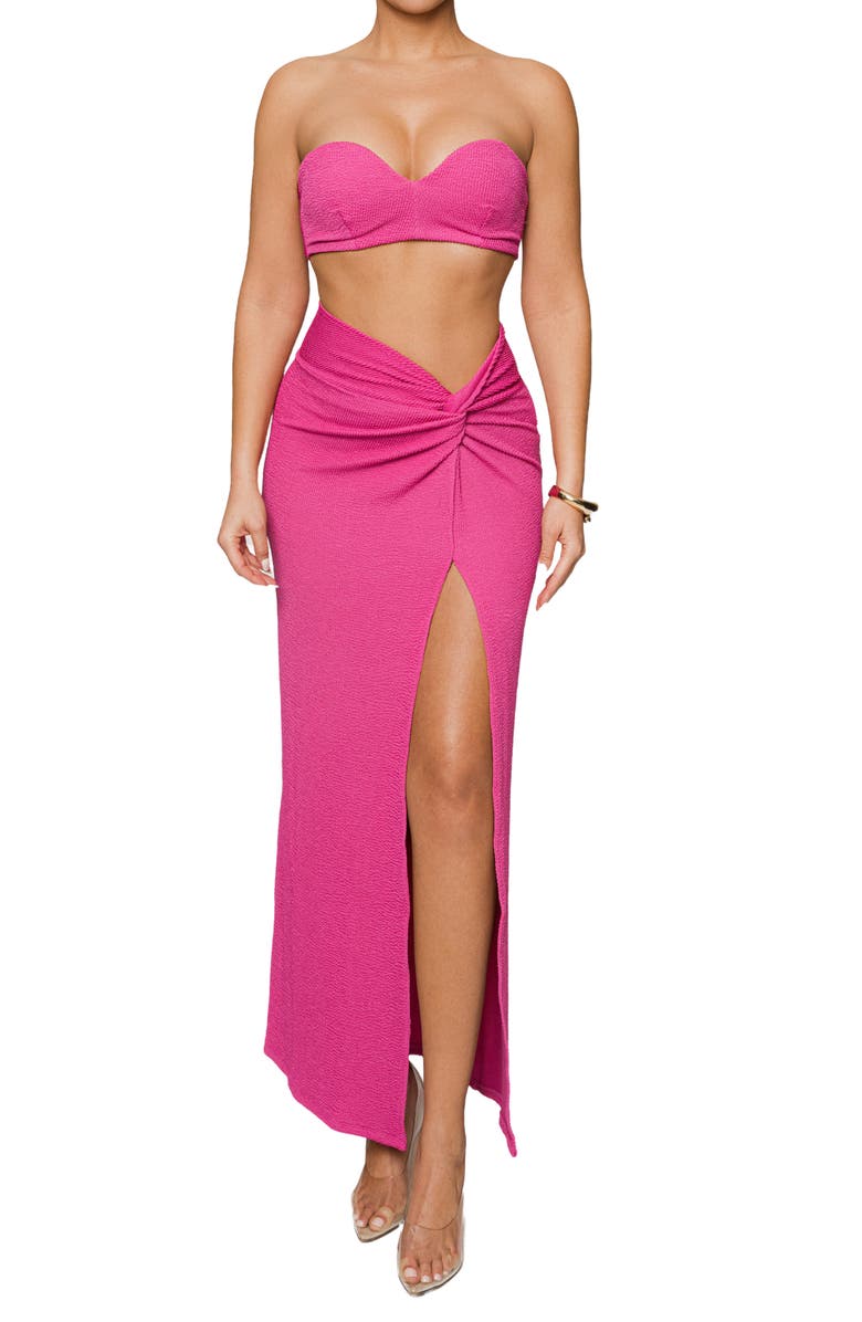 JLUXLABEL Deidra Draped Bra Top & Skirt Set, Alternate, color, Pink