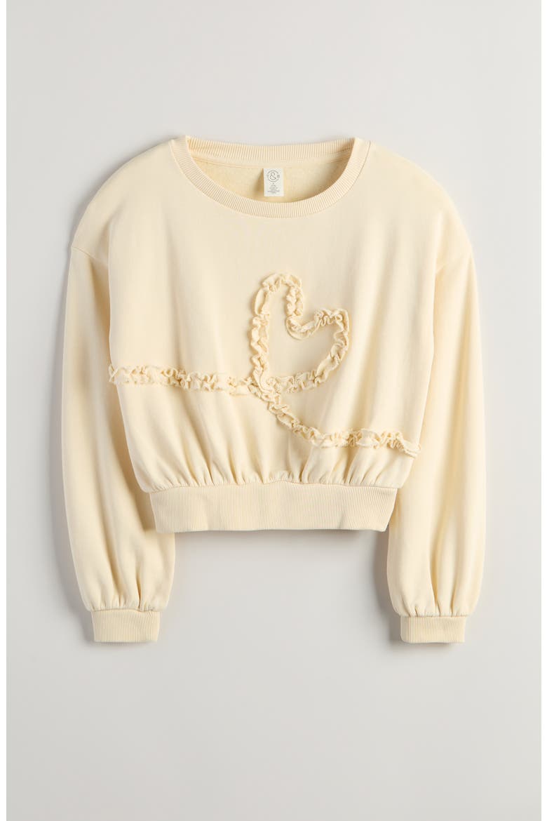 Kids' Appliqué Bow Sweatshirt, Main, color, BEIGE ANGORA HEART SWIRL