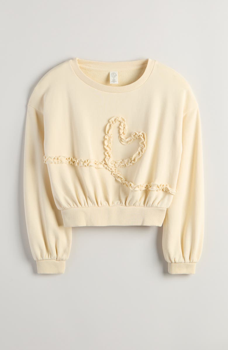 Treasure & Bond Kids' Appliqué Bow Sweatshirt, Main, color, Beige Angora Heart Swirl