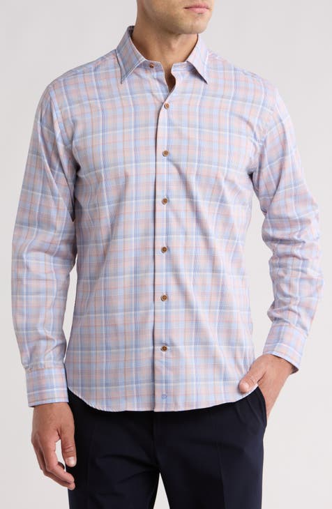 Casual Plaid Cotton Twill Button-Down Shirt