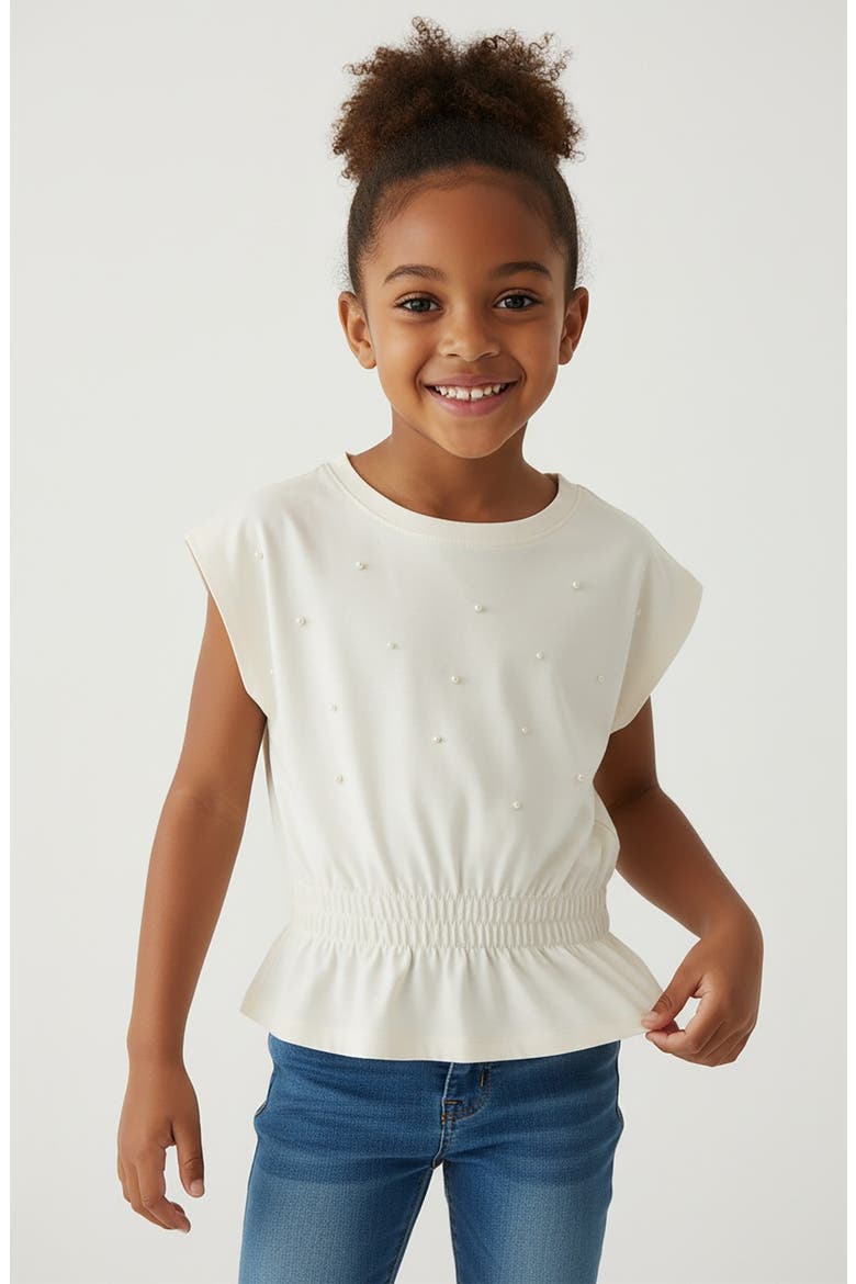 Kids' Sleeveless Peplum Waist Top, Alternate, color, OFF WHITE